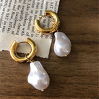 Baroque Irregular Pearl Hoop Earrings – Elegant Jewelry for Wedding Party