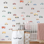 Cartoon Vehicle Wall Decals – Cute Transport Stickers for Kids Room Decor