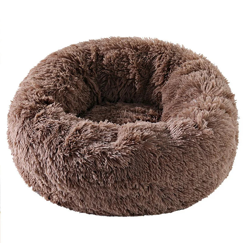 Plush Round Pet Bed – Warm Detachable Washable Nest for Cats and Small Dogs