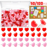 Heart Push Pins – Decorative Red Thumbtacks for Cork Boards and Office Decor
