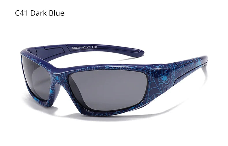 Polarized Spider Web Kids Sunglasses – UV400 Outdoor Sport Shades for 3-9y