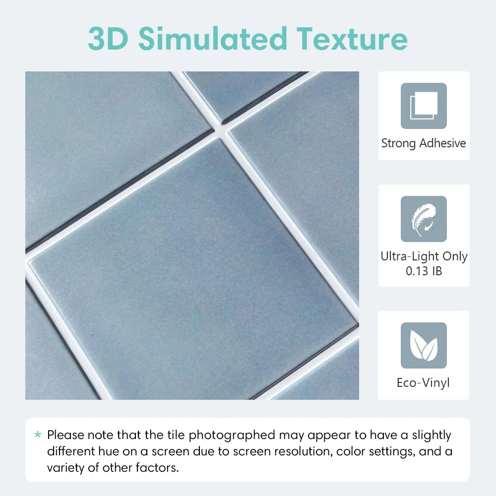 3D Self-Adhesive Tile Stickers – Waterproof Wall Decor for Kitchen Bathroom