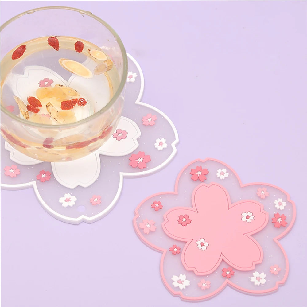 Sakura Cherry Blossom Coaster – Silicone Heat Insulation Mat for Tea Mugs