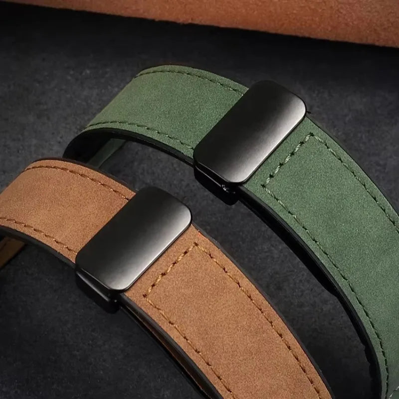 Leather Silicone Hybrid Strap – Breathable Magnetic Band for Huawei Watch Fit