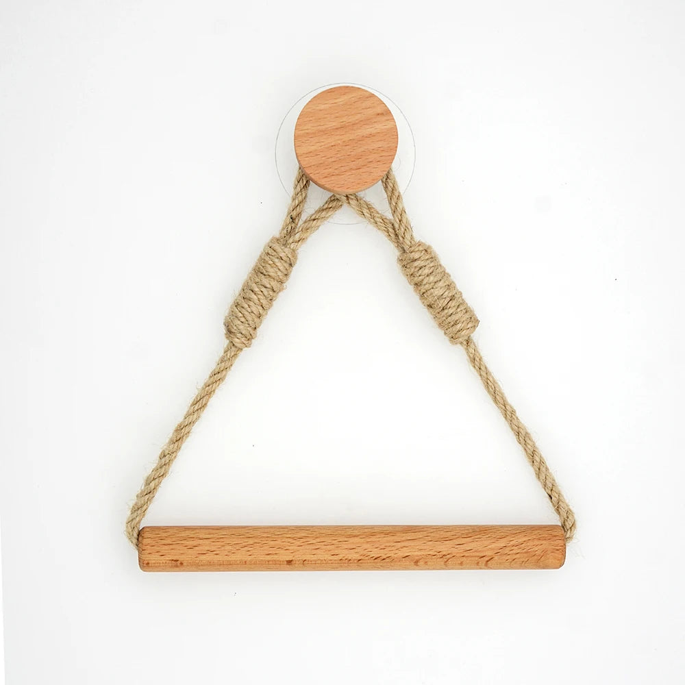Adhesive Hemp Paper Towel Holder – Wall Mounted Rack for Bathroom Storage