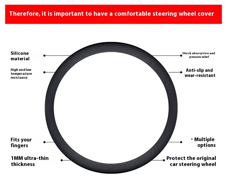 Silicone Steering Wheel Cover – Anti-slip Protective Grip for Universal Cars