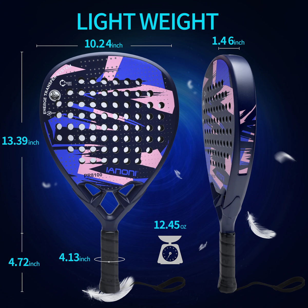 Carbon Fiber Padel Racket – EVA Memory Foam Core for Padel Tennis Matches