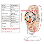 BOBO BIRD Wooden Women's Watch – Floral Engraved Handmade Quartz Wristwatch