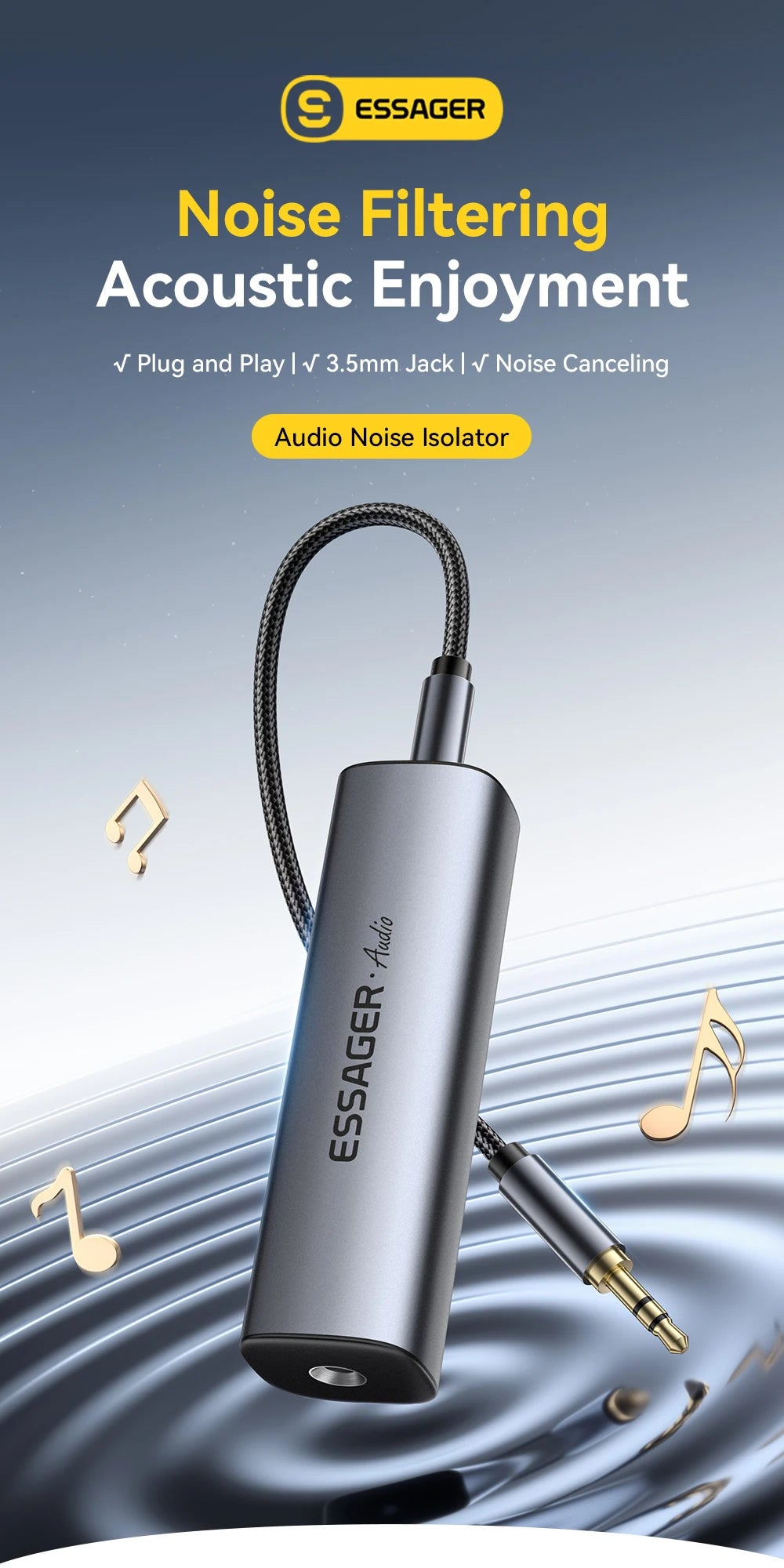 3.5mm Ground Loop Noise Isolator – Audio Filter for Car and Home Stereo Systems