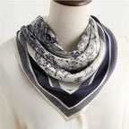 Floral Print Silk Square Scarf – Elegant Women Headwear and Accessory