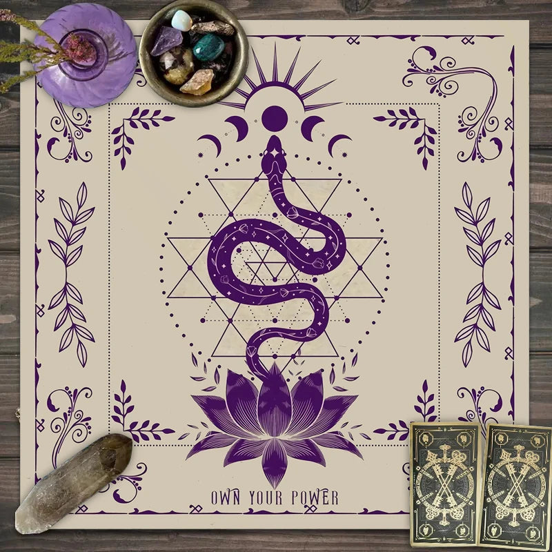 Snake Floral Tarot Tablecloth – Astrology Altar Decor for Divination Rituals