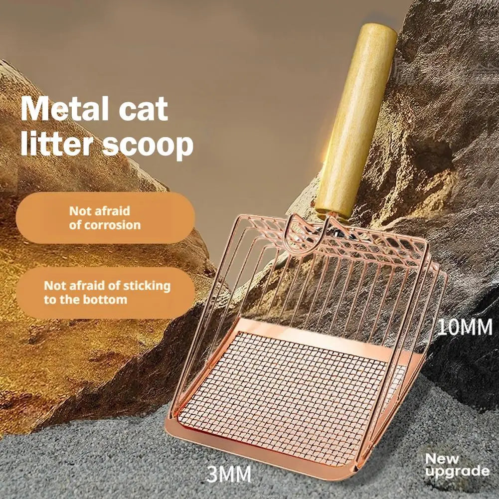 Stainless Steel Cat Litter Scoop – Long Handle Tool for Pet Waste Cleaning