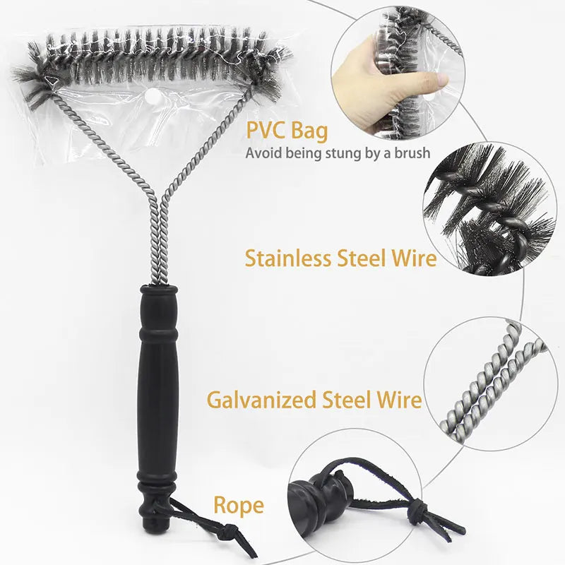 Stainless Steel BBQ Grill Brush – Non-stick Bristle Tool for Outdoor Cleaning