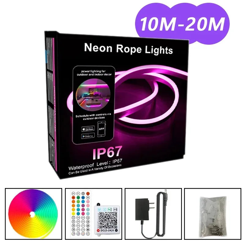 Bluetooth LED RGB Neon Strip – Waterproof Flexible Lights for Outdoor Pool Decor