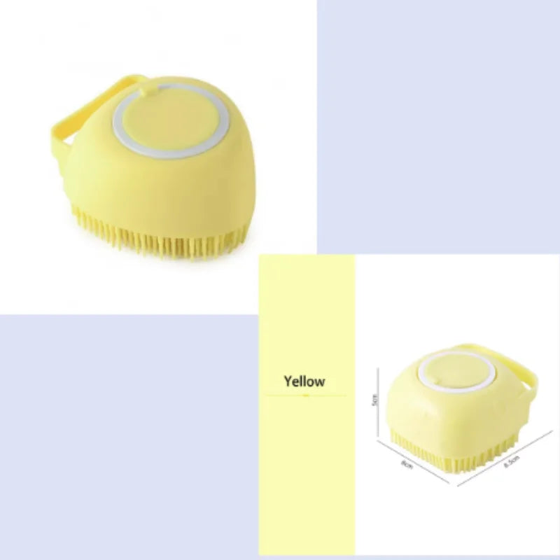 Silicone Pet Grooming Gloves – Shampoo Dispensing Brush for Dog Bathing