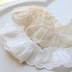 Embroidered Lace Trim – Pleated Cotton Fabric for DIY Dress Sewing Decor