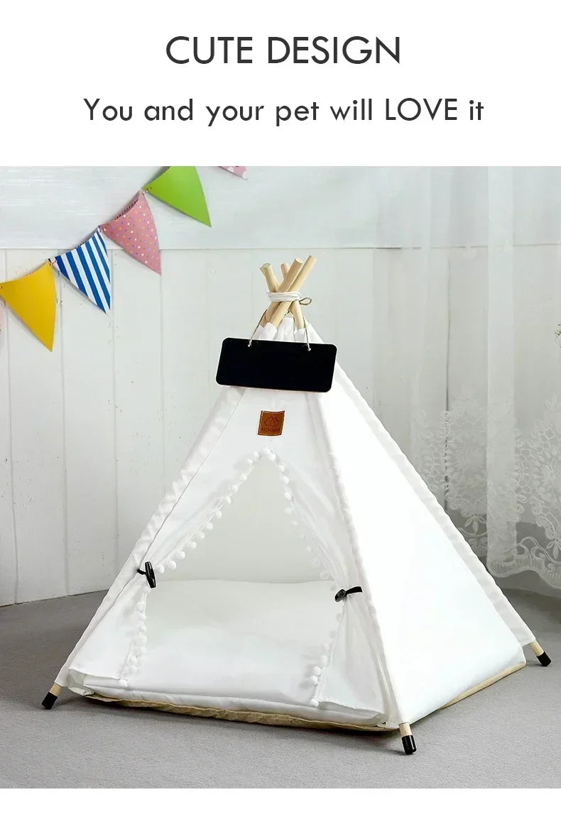 Portable Pet Teepee – Washable Indoor House for Cats and Small Dogs