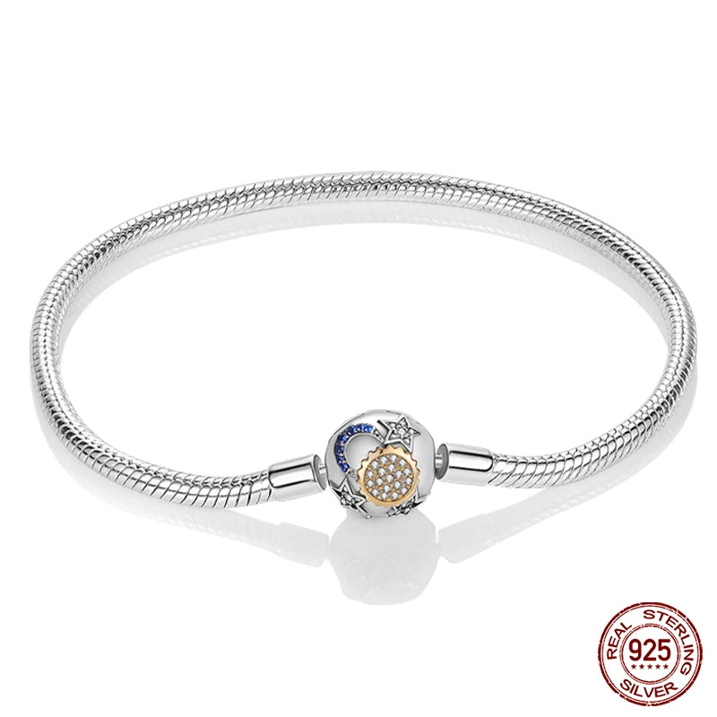 925 Sterling Silver Charm Bracelet – Adjustable Green Zircon for Birthday Gifts