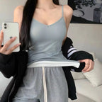 Velvet Corset Tank Top – Slim Fleece Winter Base Layer for Women