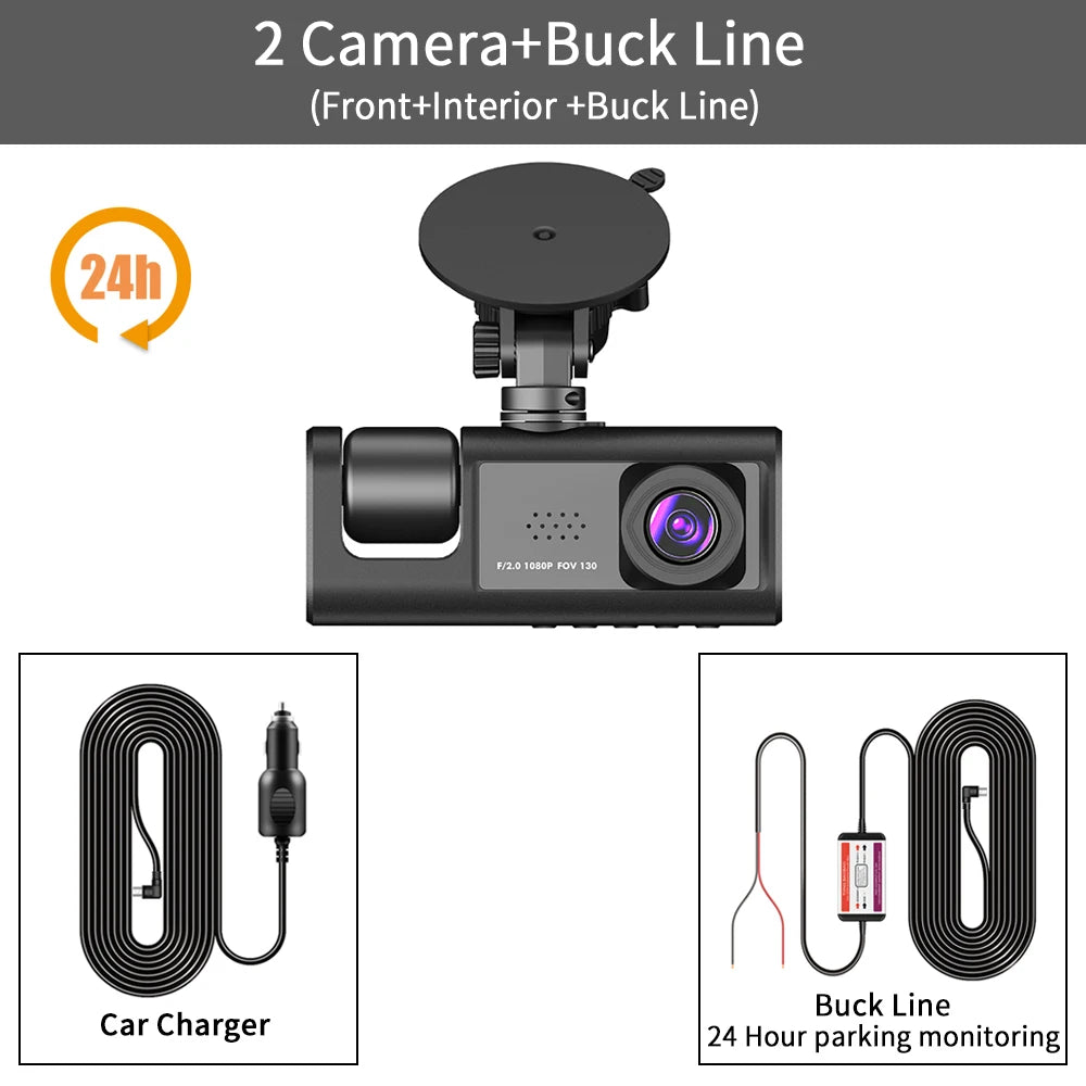 Triple Lens Car Dash Cam – 1080P 3-Channel Video Recorder for Vehicle Security