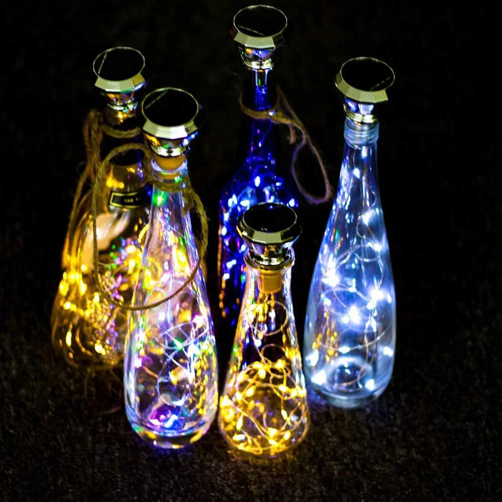 Solar Wine Bottle LED Fairy Lights – Decorative Garland for Home and Weddings