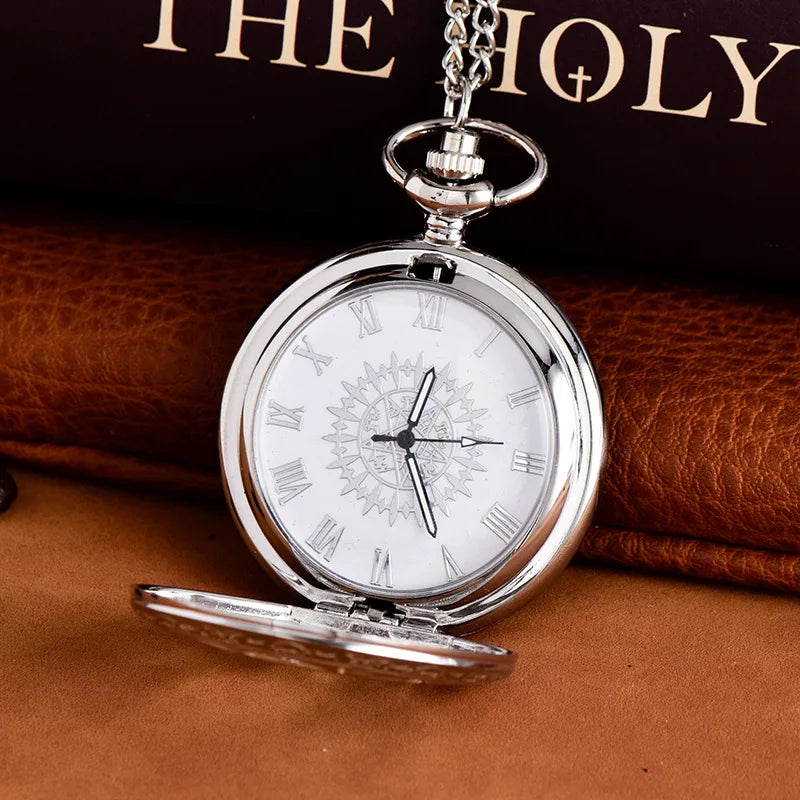 Engraved Hollow Quartz Pocket Watch – Vintage Pendant Necklace for Gifts