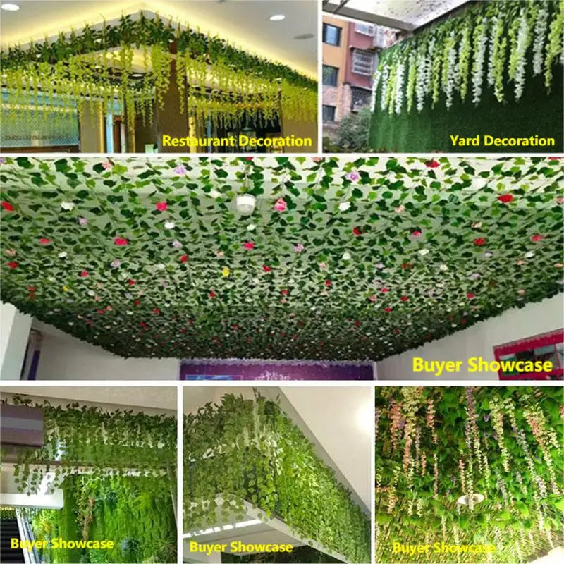 Artificial Ivy Leaf Garland – 2.1M Silk Hanging Vine for Home Garden Decor