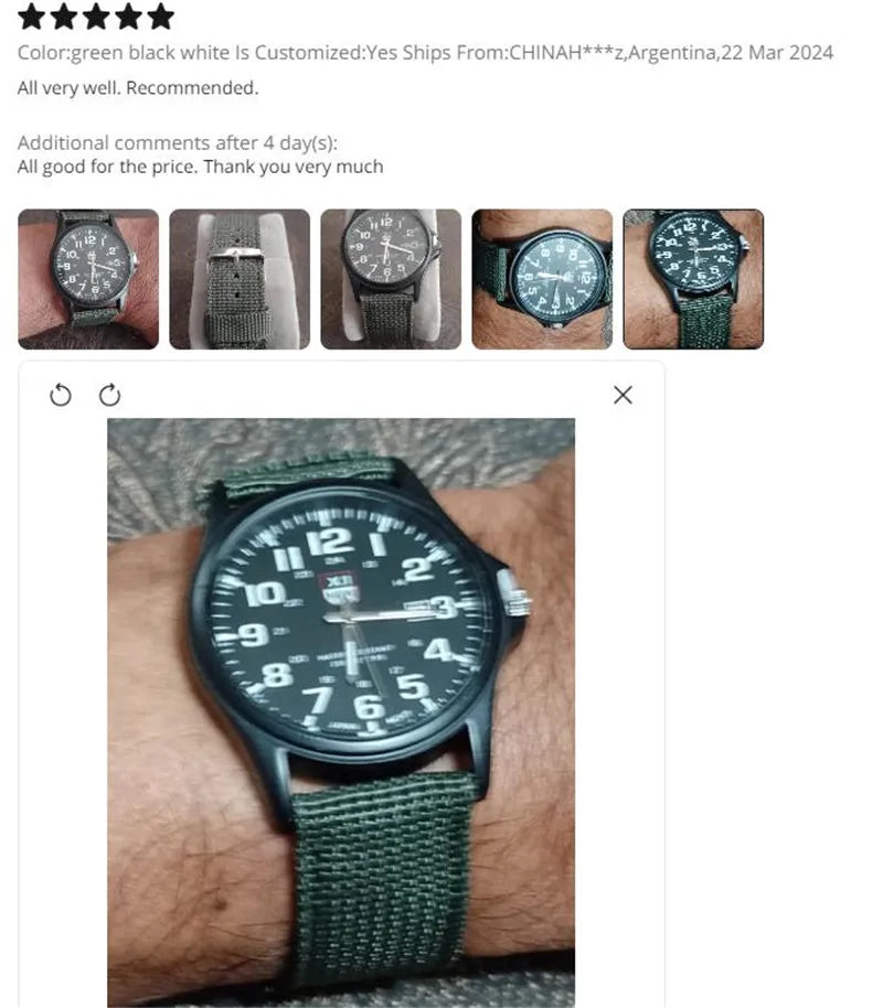 XINEW Nylon Band Quartz Watch – Military Casual Wristwatch for Men