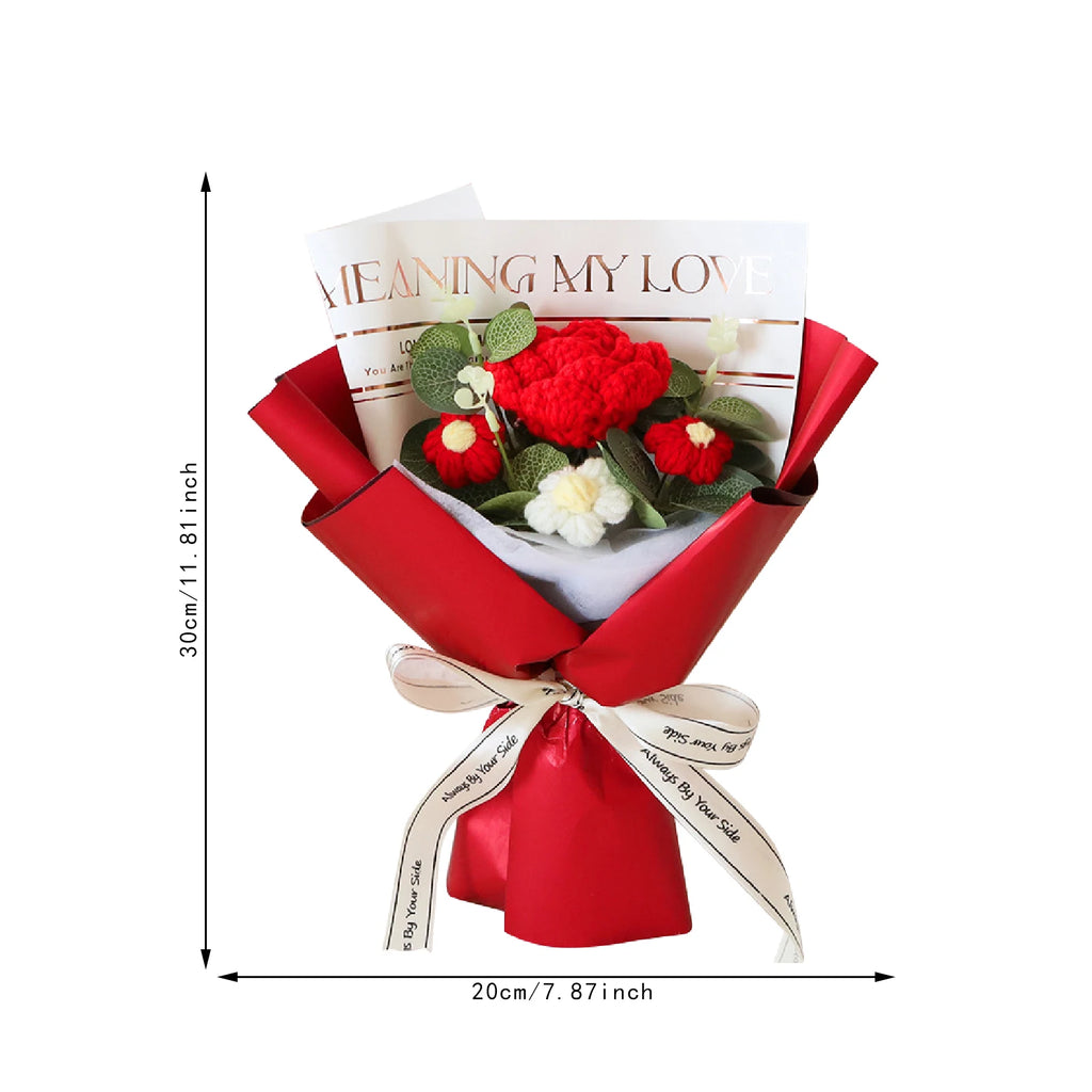 Handmade Crochet Flower Bouquet – Knitted Floral Decor for Gift Giving