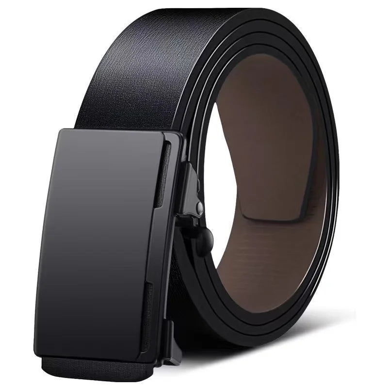 Genuine Leather Automatic Belt – Luxury Metal Buckle Strap for Men