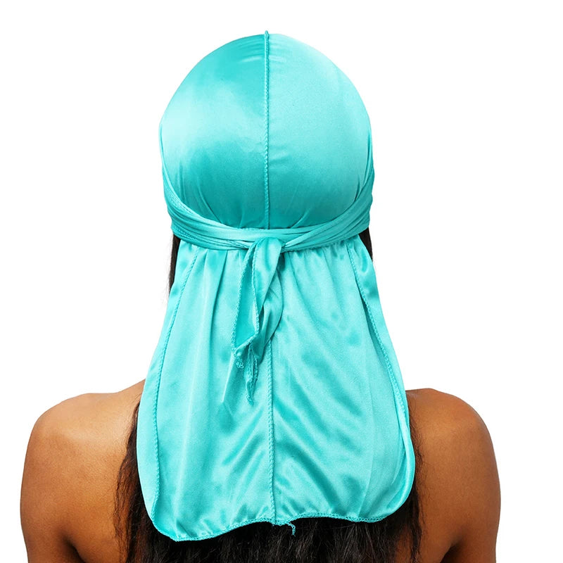 Silky Long Tail Durag – Satin Wave Cap for Men and Women Hair Styling