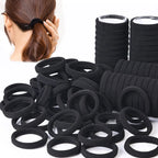 Black Elastic Hair Bands – High Stretch Rubber Ties for Ponytail Styling