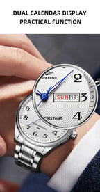 Stainless Steel Quartz Watch – Arabic Numerals Calendar for Men Gifts