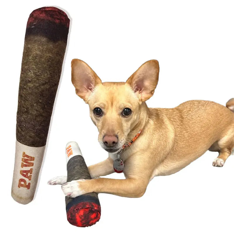 Interactive Cigar Squeaky Toy – Durable Plush for Small Puppy Teeth