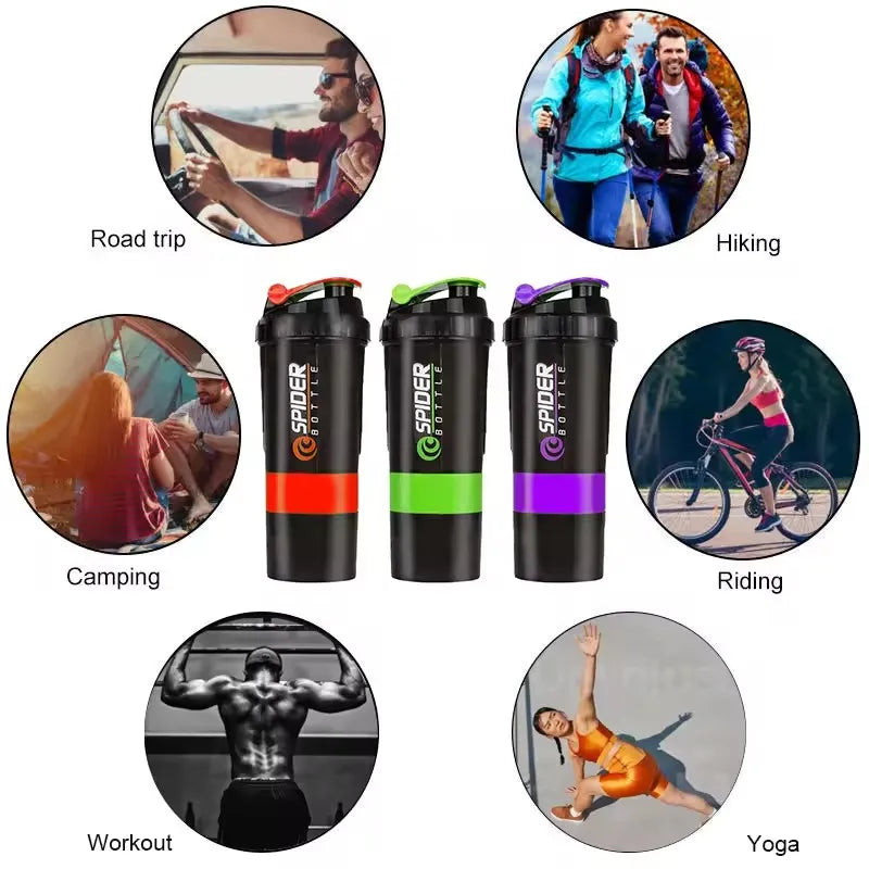 3-Layer Protein Shaker Bottle – Large Capacity Mixer for Fitness Gym Workouts