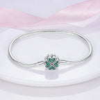 925 Sterling Silver Charm Bracelet – Adjustable Green Zircon for Birthday Gifts