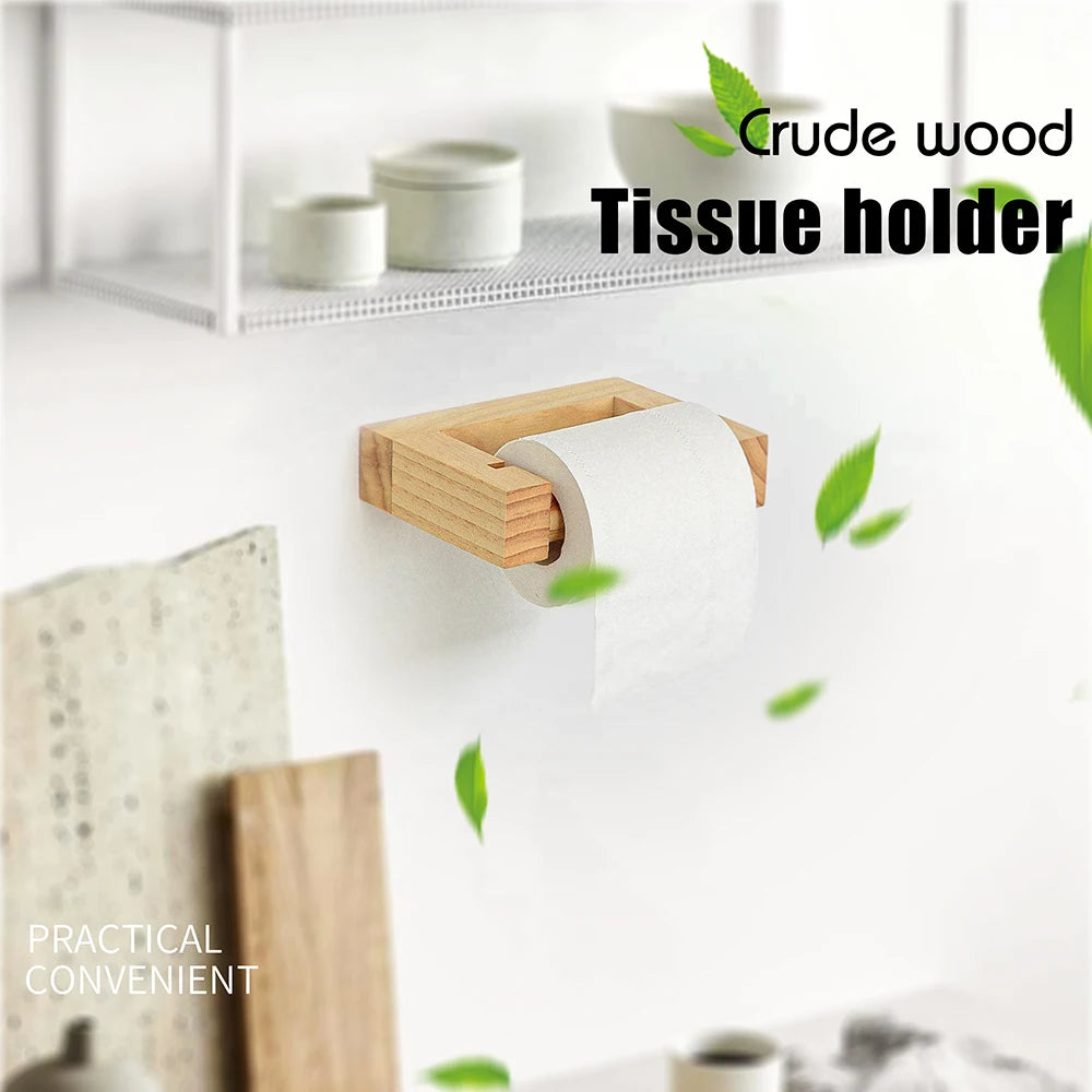 Adhesive Hemp Paper Towel Holder – Wall Mounted Rack for Bathroom Storage