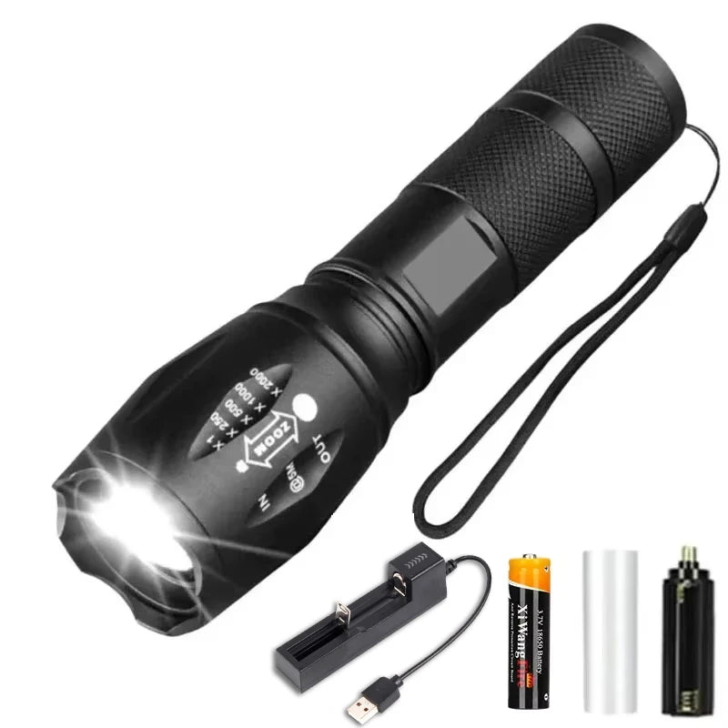 T6 LED Zoomable Flashlight – Waterproof Aluminum Torch for Camping