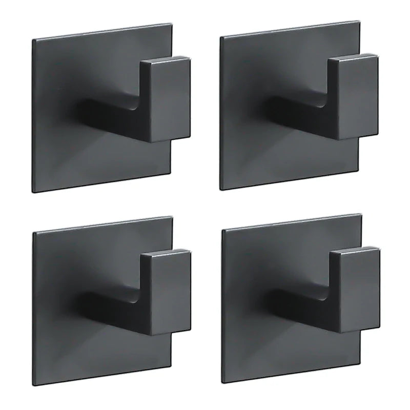 Adhesive Wall Hooks – Heavy Duty Black Hangers for Bathroom and Kitchen