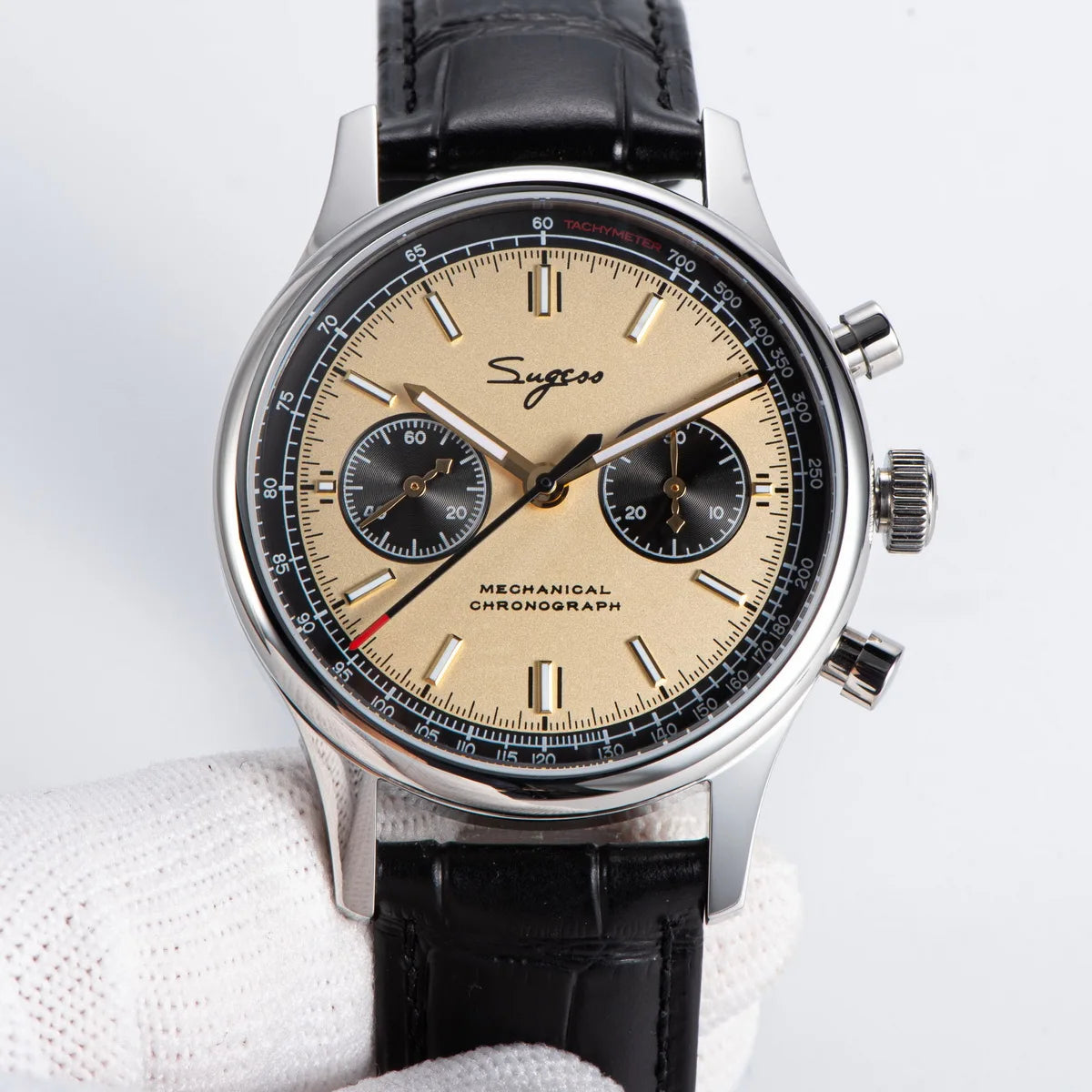 Sugess 1963 Mechanical Chronograph Watch – Sapphire Pilot Style for Men