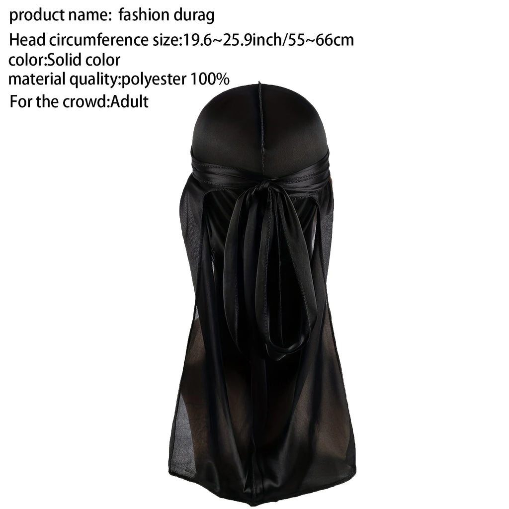 Silky Durag Headwrap – Long Tail Wave Cap for Men Hair Maintenance