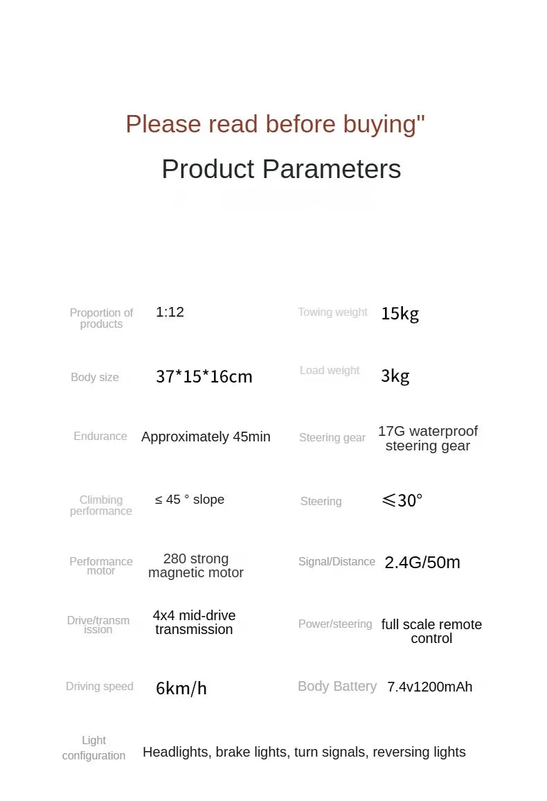 1/12 4WD RC Pickup Truck – Remote Control Off-Road Climbing Toy for Kids