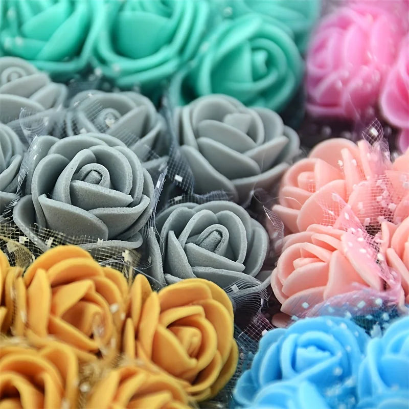 Mini Foam Rose Flower Heads – 2cm Craft Embellishments for Wedding Decor