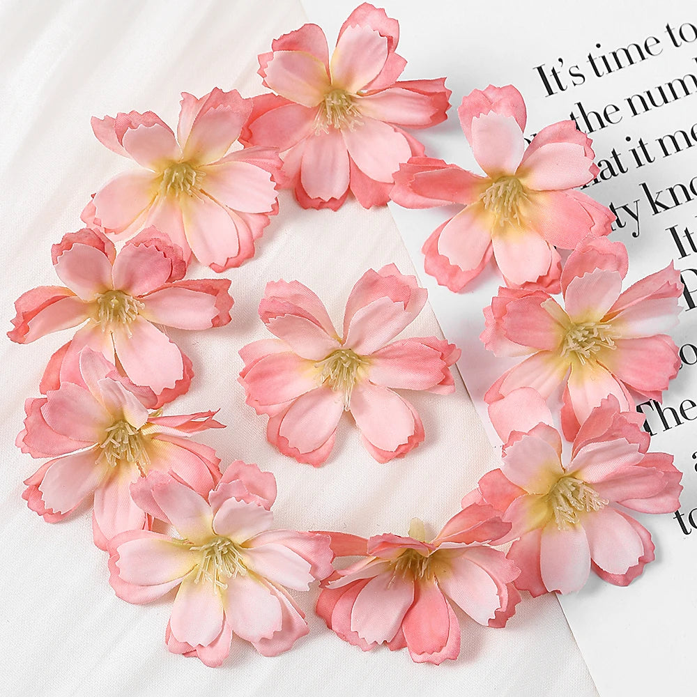 Artificial Cherry Blossom Heads – Silk Floral Decor for Weddings and DIY