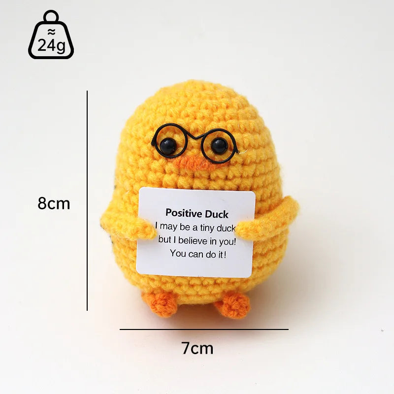 Handmade Wool Crochet Dog Doll – Positive Affirmation Plush for Home Decor