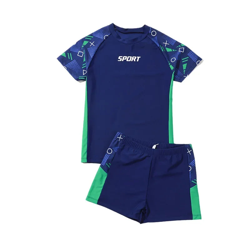 Boys Two-Piece Swimsuit – UV Protection Swimwear for Summer Swimming