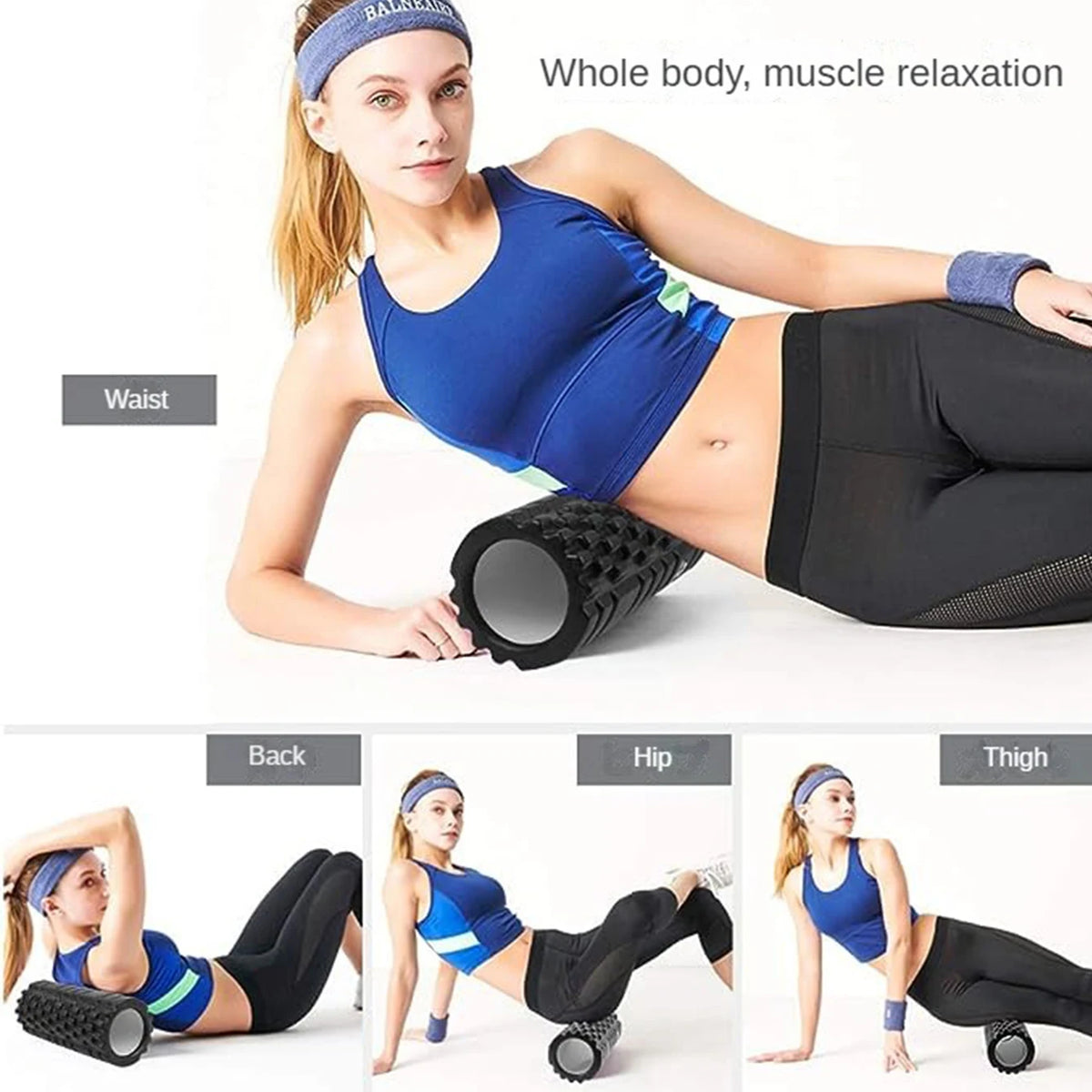 33cm Foam Yoga Massage Roller – Textured Grid Muscle Recovery for Gym Training