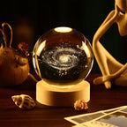 Galaxy Crystal Sphere Night Light – Clear Glass Globe for Home Decor