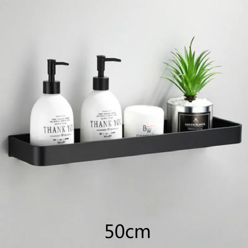 Bathroom Corner Shelf – Adhesive Black Shower Storage for Shampoo