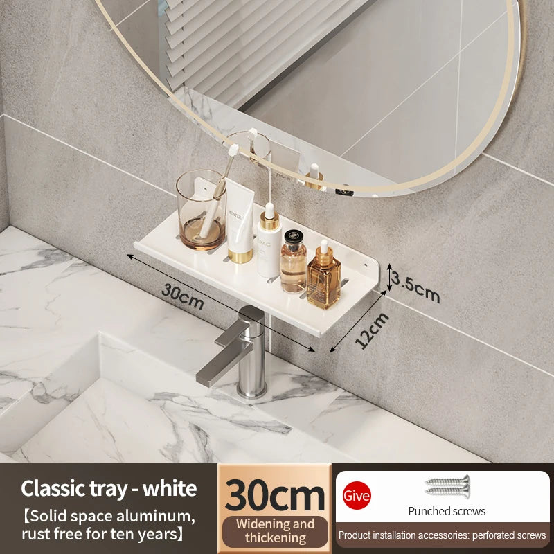 Aluminum Bathroom Wall Shelf – Punch-Free Storage for Kitchen and Toilet